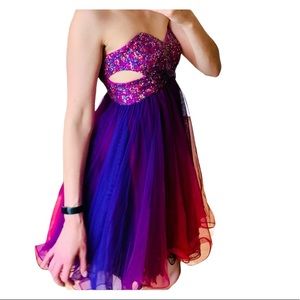 Strapless ombré sequence dress